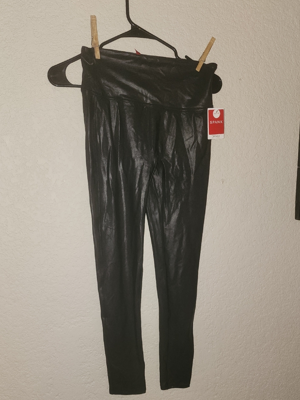 SPANX High-Waist Faux Leather Leggings - Black